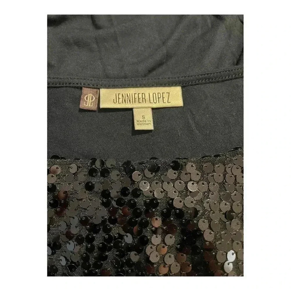 Jennifer Lopez Women’s Small Navy Short Sleeve Sequin Knit Dolman Top - Picture 4 of 4